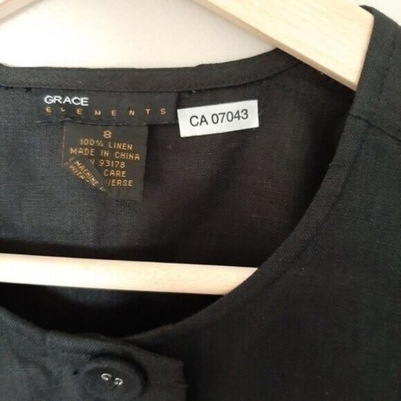 GRACE ELEMENTS 100% Linen Jacket Blazer Black Sz 8 - Picture 5 of 10